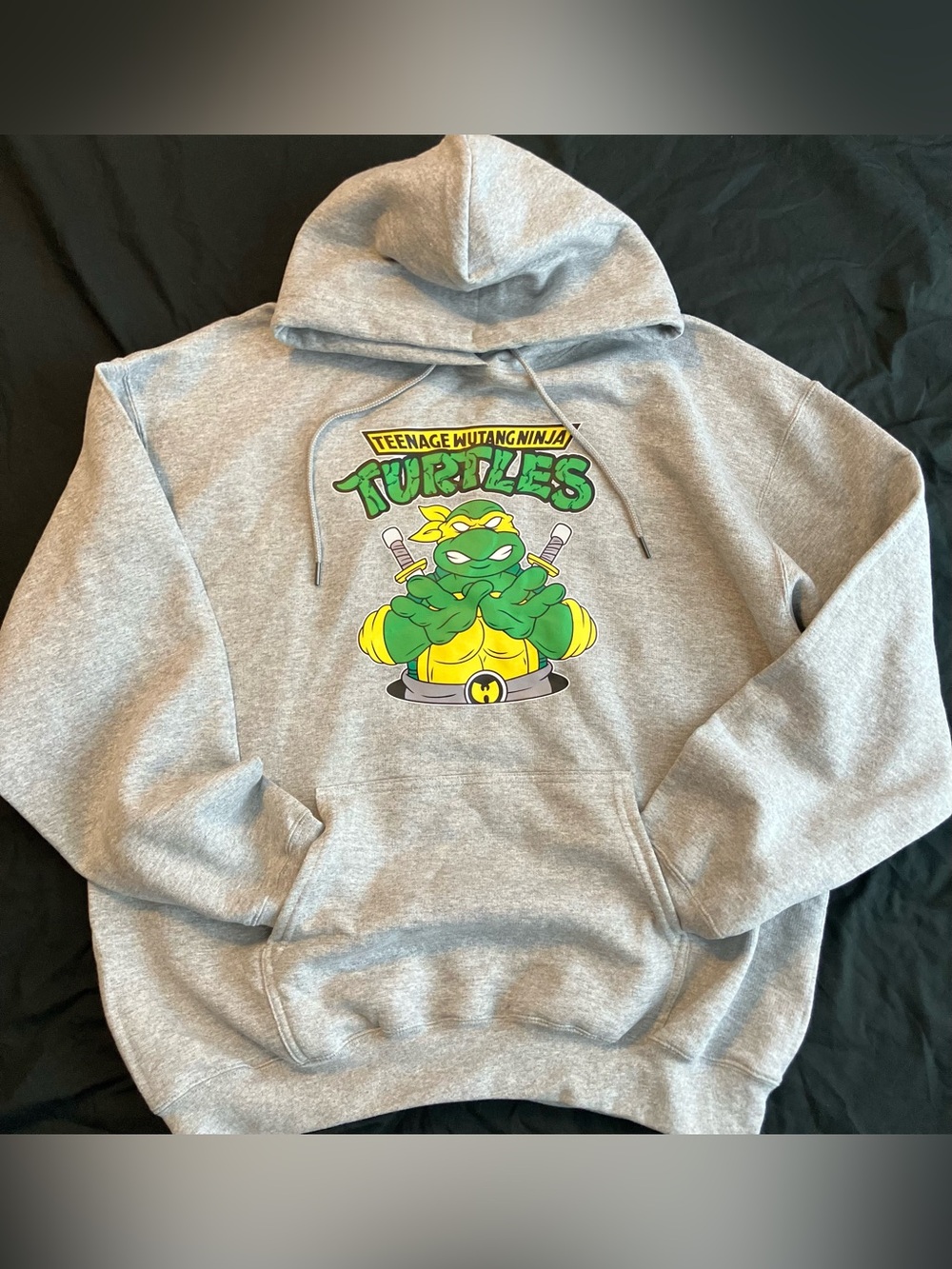 Gray Wu-Tang | Ninja Turtles Collab Out The Sewer “W” Collage Art Hoodie Size XL